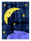 Crescent moon and sleeping man Giclee-trykk av Harry Briggs