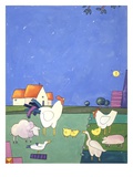 Farm Animals in Barnyard Giclee Print