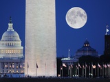 Moon over mall in Washington D.C. Photographic Print by John Aikins
