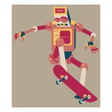 Robot doing trick on a skateboard Giclee Print by Sabet Brands