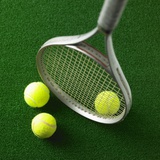 Tennis racket and tennis ball Photographic Print