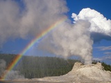 Castle Geyser with Rainbow, Yellowstone National Park, Wyoming Photographic Print by Gustav Verderber