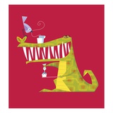 Crocodile brushing his teeth Reproduction procédé giclée par Harry Briggs