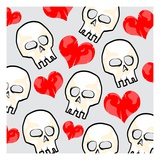 Heart And Skull Pattern Giclee Print