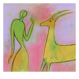Woman and Impala Giclee Print by Marie Bertrand