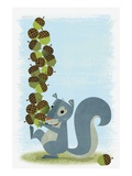 Squirrel Carrying Mound of Acorns Impressão giclée Squirrel Carrying Mound of Acorns Impressão giclée