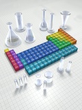 Periodic table of the elements with glassware Photographic Print