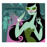 Glamourous woman on red carpet Giclee Print by Kirsten Ulve