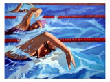 Three Men Swimming, Elevated View Giclee Print
