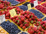 Jean Talon Market with Fresh Berries on Display, Montreal, Quebec, Canada Photographic Print by Chris Cheadle