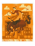 Bronco Riding Giclee Print