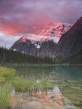 Mount Edith Cavell and Cavell Lake at sunrise, Jasper, Alberta, Canada Photographic Print