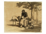 A Grandmama reproduction procédé giclée par Honore Daumier
