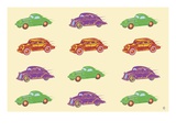Cars, in Green, Purple and Orange Giclee Print by Steve Collier