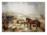 The Farmyard in Winter Giclee Print by Edwin Frederick Holt