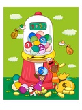 Two girls near a gumball machine Giclee Print