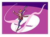 High angle view of a woman ice-skating Giclee Print