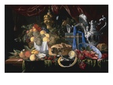 A Still Life with a Pie Pewter Plate, a Lemon, a Silver Spoon, Crayfish and Shrimp Giclee Print by Jan Davidsz De Heem