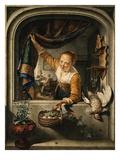 A Poultry Seller Holding a Basket of Fruit at a Window, a Music Lesson in an Interior Beyond, after Giclee Print by Jacob Cats