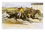 Late 19th Century Poster of Racehorses Crossing the Finish Line Giclee Print