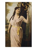 Victorian Poster Depicting a Woman by a Tree Giclee Print