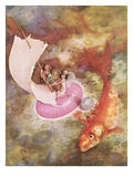 Magazine Illustration of Children and a Large Goldfish by Gustav Tenggren Giclee Print