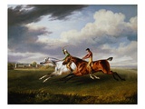Two Racehorses With Jockeys Up Exercising in a Landscape Giclee Print by Charles Towne