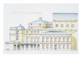 Architectural Drawing Showing Lateral Elevation of Theatre Building by H. Monnet Giclee Print by Stapleton Collection 