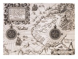 Map of Nova Zembla from Diarium Nauticum, seu vera descriptio trium navigationum admirandarum Giclée-Druck von Gerrit de Veer