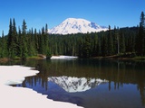 Lake Recfleting Mount Rainier Photographic Print by Robert Glusic