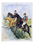 Poster of a Steeplechase Horse Race by A. Mantelet Giclee Print