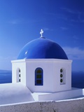Detail of Whitewashed Church With Blue Dome Photographic Print by Jonathan Hicks