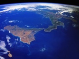 Sicily and Lower Italy from Space Shuttle Columbia Fotografie-Druck