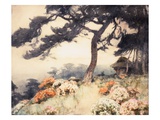 Hillside with Flowering Azalea Giclee Print by Yoshida Hiroshi