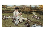 Feeding the Ducks Giclee Print by Edward Killingworth Johnson