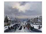 Skating on the Ice Giclee Print by Louis Claude Malbranche