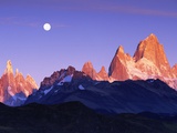 Moon Over Mount Torre and Mount Fitz Roy Peaks Photographic Print by Theo Allofs