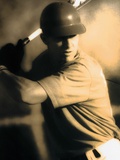 Baseball Player Holding a Bat Fotografie-Druck von Tim Pannell