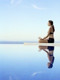 Woman Exercising on Swimming Pool Edge Photographic Print by Jutta Klee