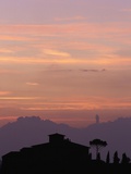 Farmhouse Silhouetted at Sunset Photographic Print by John & Lisa Merrill