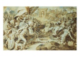 A Battle Scene Outside the Walls of Rome () Giclee Print by Federico Zuccari Or Zuccaro