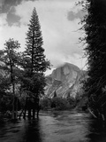 Half Dome Over Merced River Photographic Print