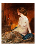Nude Figure by Firelight Giclee Print by Guy Rose