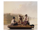 Boatmen on the Missouri reproduction procédé giclée par George Caleb Bingham