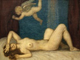 Danae and the Golden Shower Photographic Print by Franz von Stuck