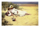 Playing with Mother Giclee-trykk av William Kay Blacklock
