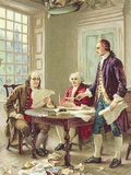 "The Drafting of the Declaration of Independence" Trade Card After Painting by Jean Leon Germome Fe Photographic Print