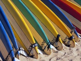 Surfbretter am Strand Fotografie-Druck von Randy Faris