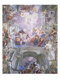 Detail of Heaven and Angels from The Glorification of Saint Ignatius Giclee Print by Andrea Pozzo