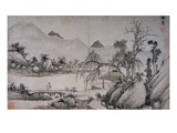 Figure Crossing a Bridge from Album of Eight Landscape Paintings Giclee Print by Shen Chou